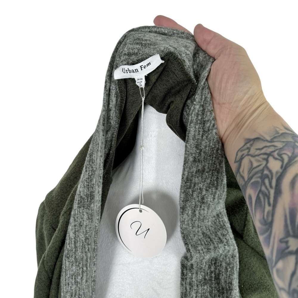 NWT URBAN FEM Women's Plus Size Green/Grey Fleece Medium Length Coat 4X 26/28 - Picture 6 of 7